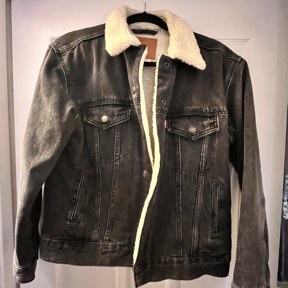Levi's Sherpa Jean Jacket, Black/Gray